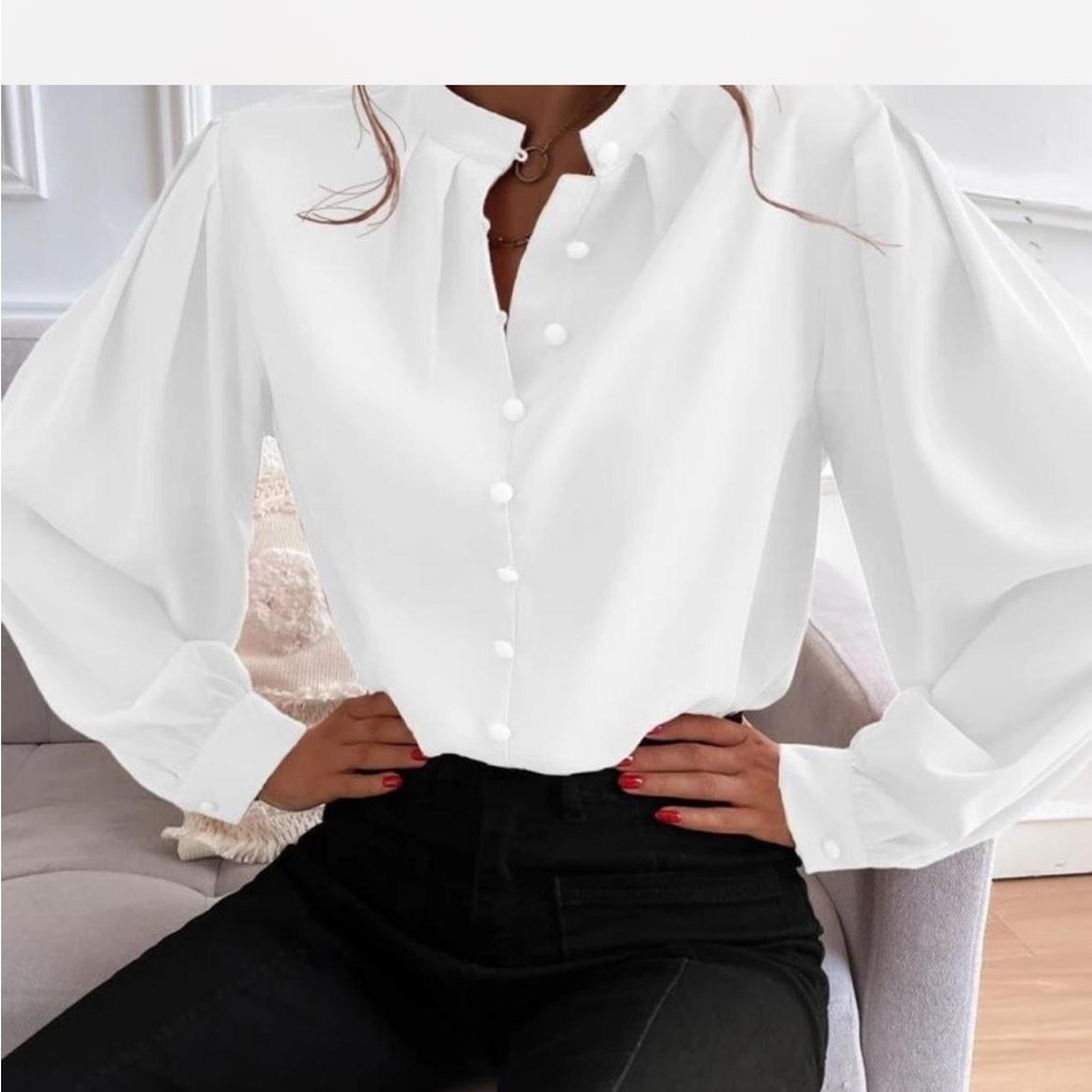 Elegant White Button-Up Blouse